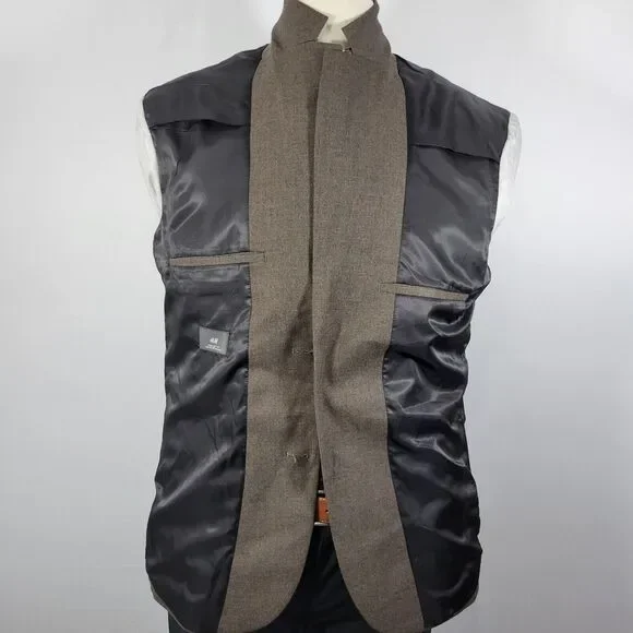 H&M Men's Flannel Sport Coat Blazer Two Button Brown Poly Blend‎ Regular Fit 42R